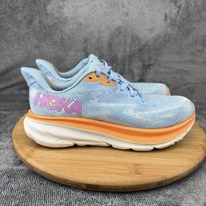 Hoka One One Clifton 9 Shoes Womens Size 7.5 Blue Running Sneakers 1132211 ABIW